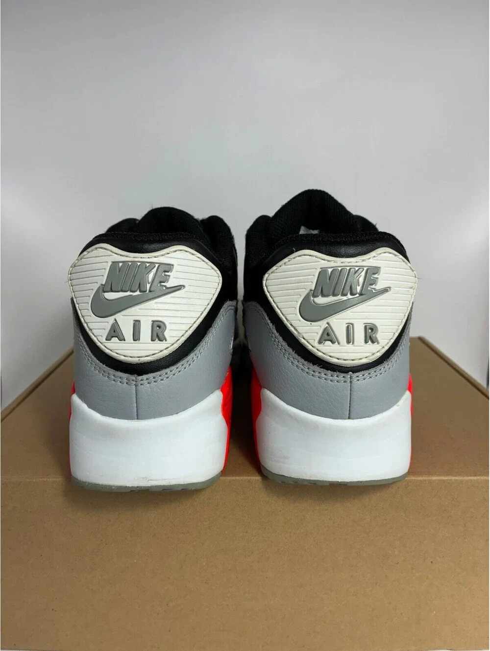 Size 6.5y/8w - Nike Air Max 90 LTR Dark Grey Bright Crimson